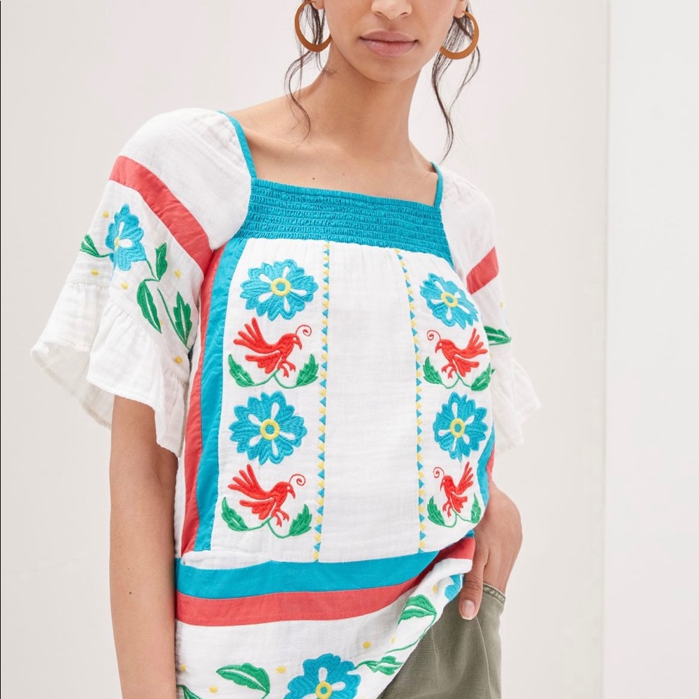 ANTHROPOLOGIE Embroidered Cotton Tunic Top - Women’s Size 4 - New - Picture 11 of 11